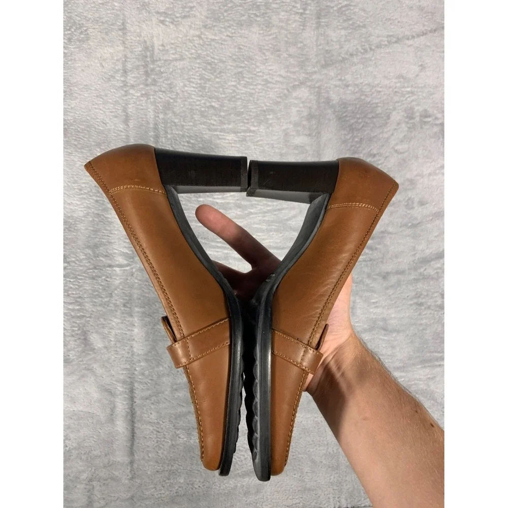 Coach Keely Women's Tan Leather Heeled‎ Loafers Shoes P410 603 Size 6.5 B Used